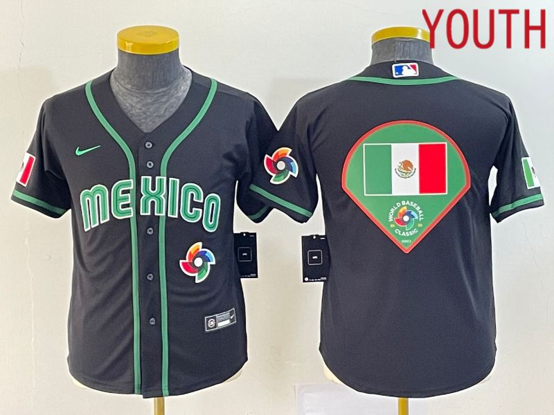 Youth 2023 World Cub Mexico Blank Black Nike MLB Jersey3->youth mlb jersey->Youth Jersey